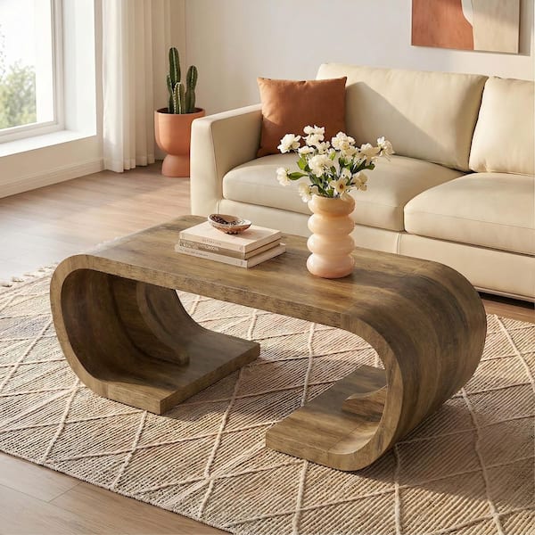 Meyer&Cross Holm 32 in. Antiqued Gray Oak Round MDF Top Coffee