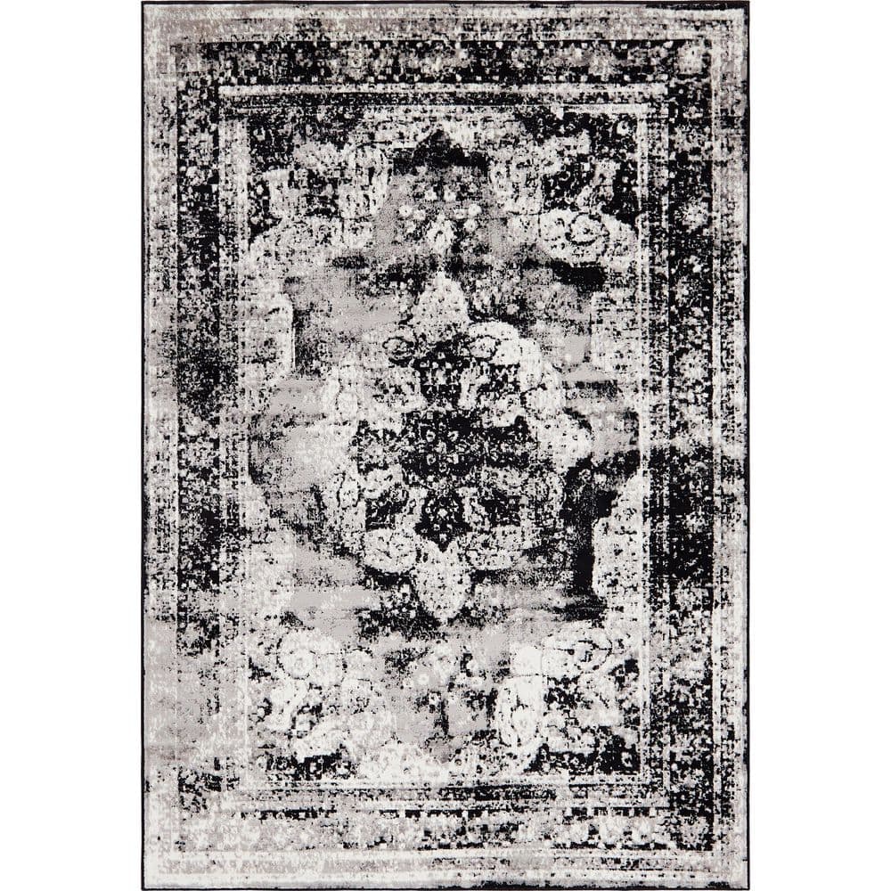 Salle Garnier Black and Gray Low Pile Area Rug