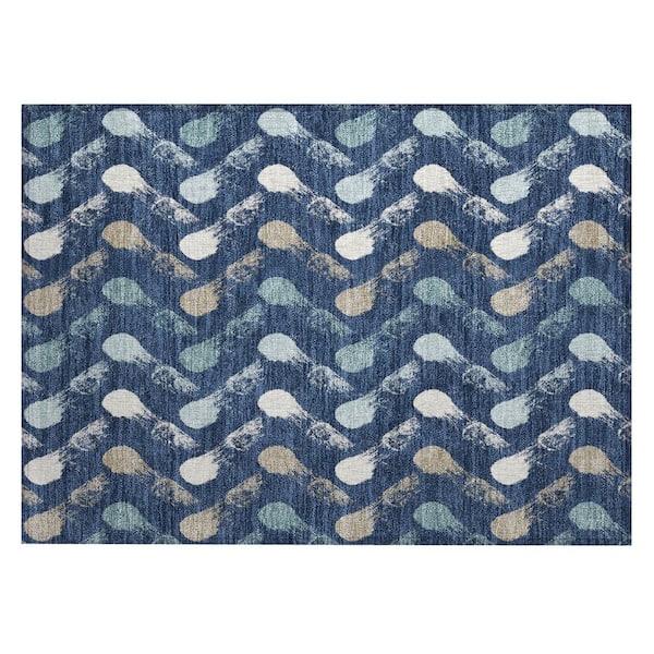 Chantille Machine Washable Indoor/Outdoor Abstract ACN2900 Navy 3 ft. x 4 ft. Area Rug