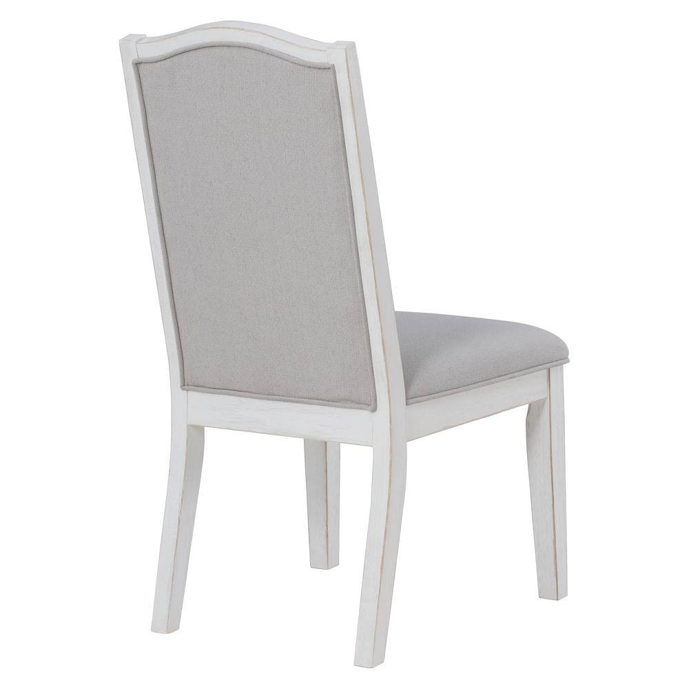 Antique White 54" Round Pedestal Dining Set with Upholstered Chairs