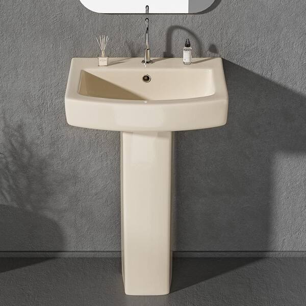 22 in. W Pedestal Sink Rectangular Ceramic Bathroom Pedestal Sink