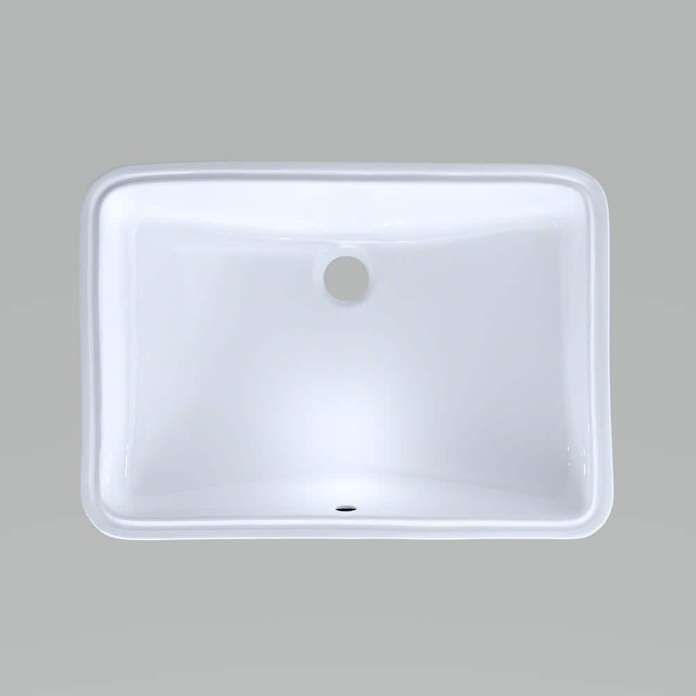 Modern Beige Ceramic Undermount Rectangular Bathroom Sink