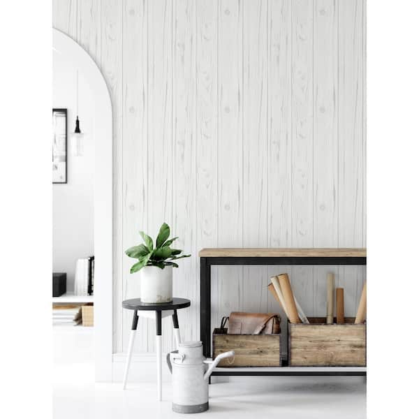 White Vinyl Peel & Stick Repositionable Wallpaper Roll (Covers 28.2 Sq. Ft.)