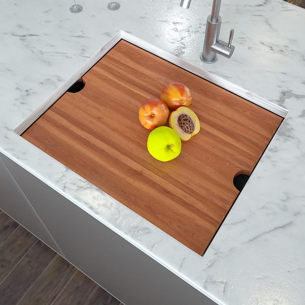 19 in. D x 23 in. W 20 Gallons Undermount Laundry/Utility Sink in Brushed Nickel with Workstation