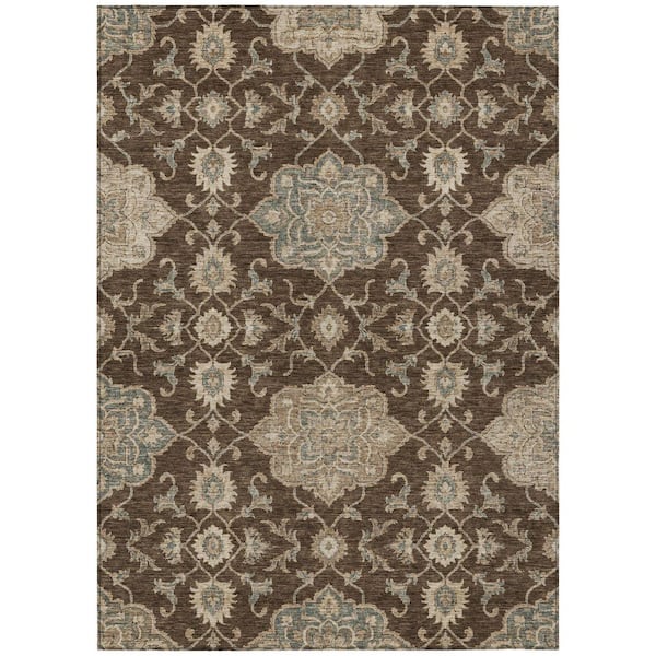 Chantille Machine Washable Indoor/Outdoor Abstract ACN3077 Coffee 5 ft. x 7 ft. 6 in. Area Rug