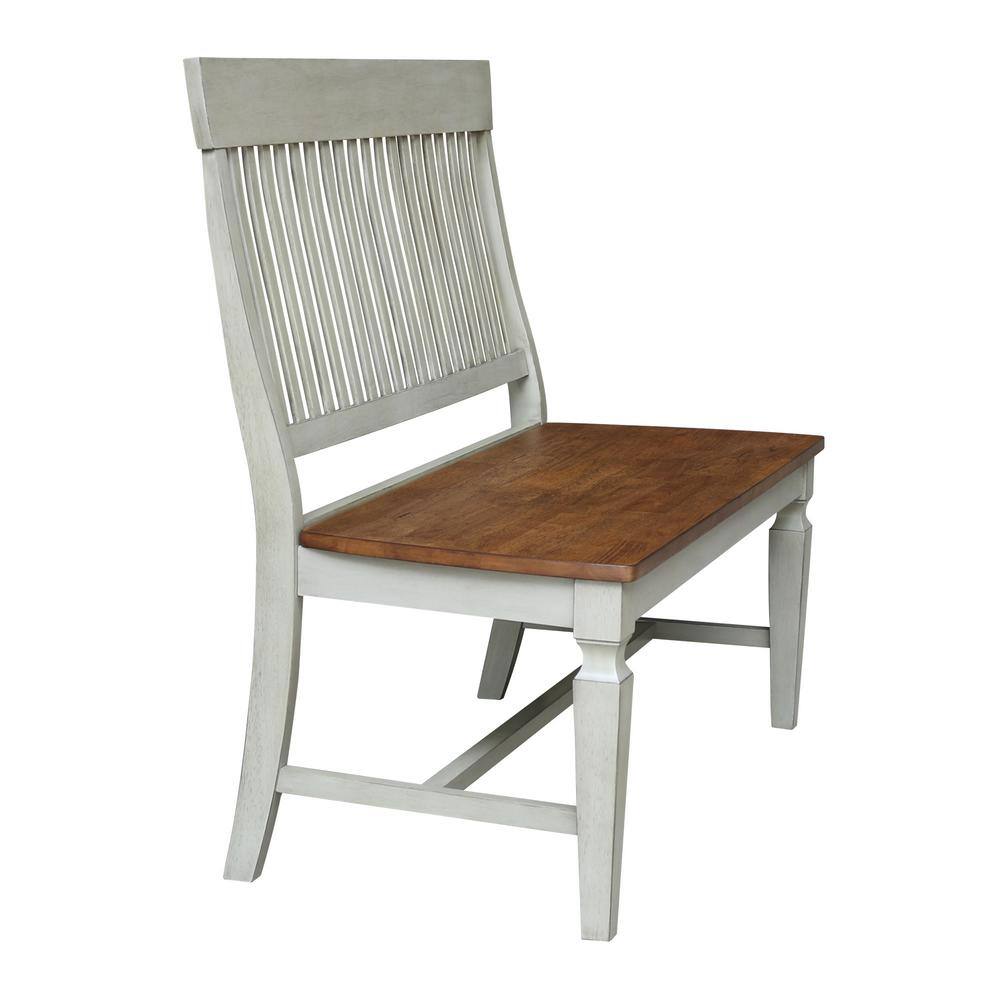 Distressed Hickory Stone Solid Wood Slatback Bench