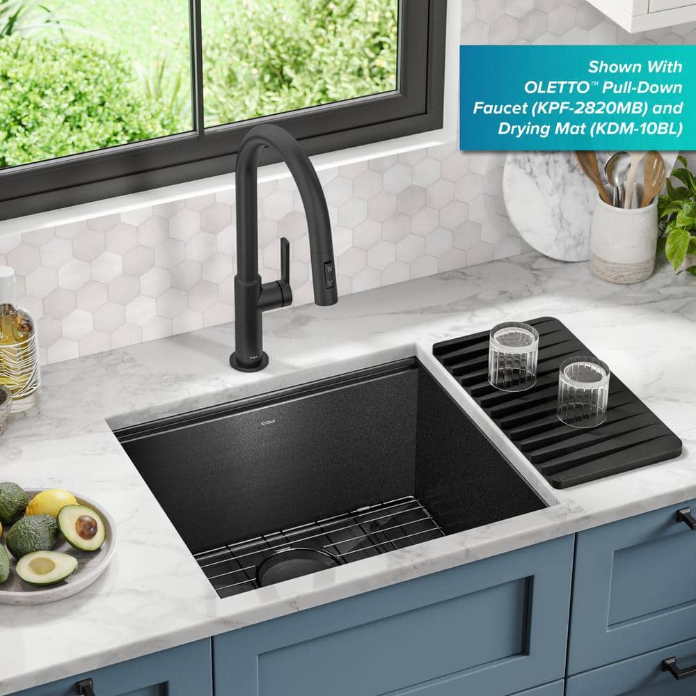 Kore 21" Black Stainless Steel Single Bowl Undermount Kitchen Sink