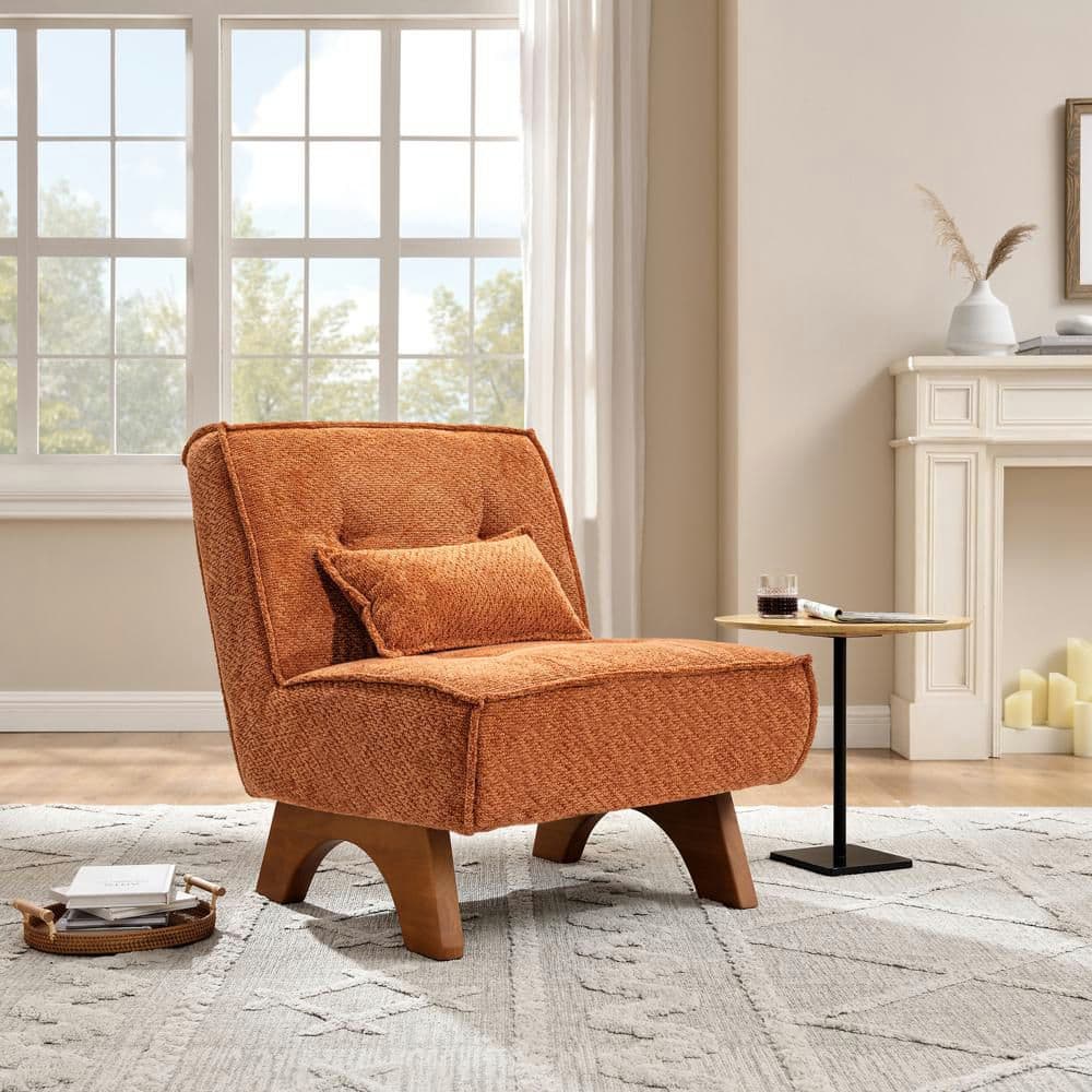 COZY Orange Fabric Accent Slipper Chair with Pillow price history on PriceWatchPro