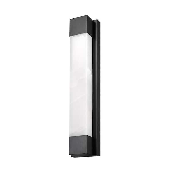 Cloud Stone 24 in. 1 Light Matte Black LED Vanity Light Bar with Natural Spanish Marble and 5CCT Dimmable Feature