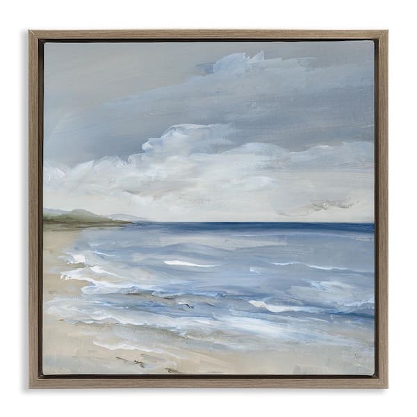 Stormy Beach Landscape by Nan Brown Floater Frame Nature Graphic Art Print 25 in. x 25 in.