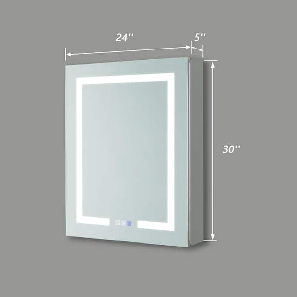 WELLFOR 12 in. W x 24 in. H Sliver Aluminum Recessed/Surface Mount