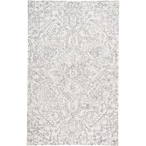 5 x 8 Gray and Ivory Floral Area Rug