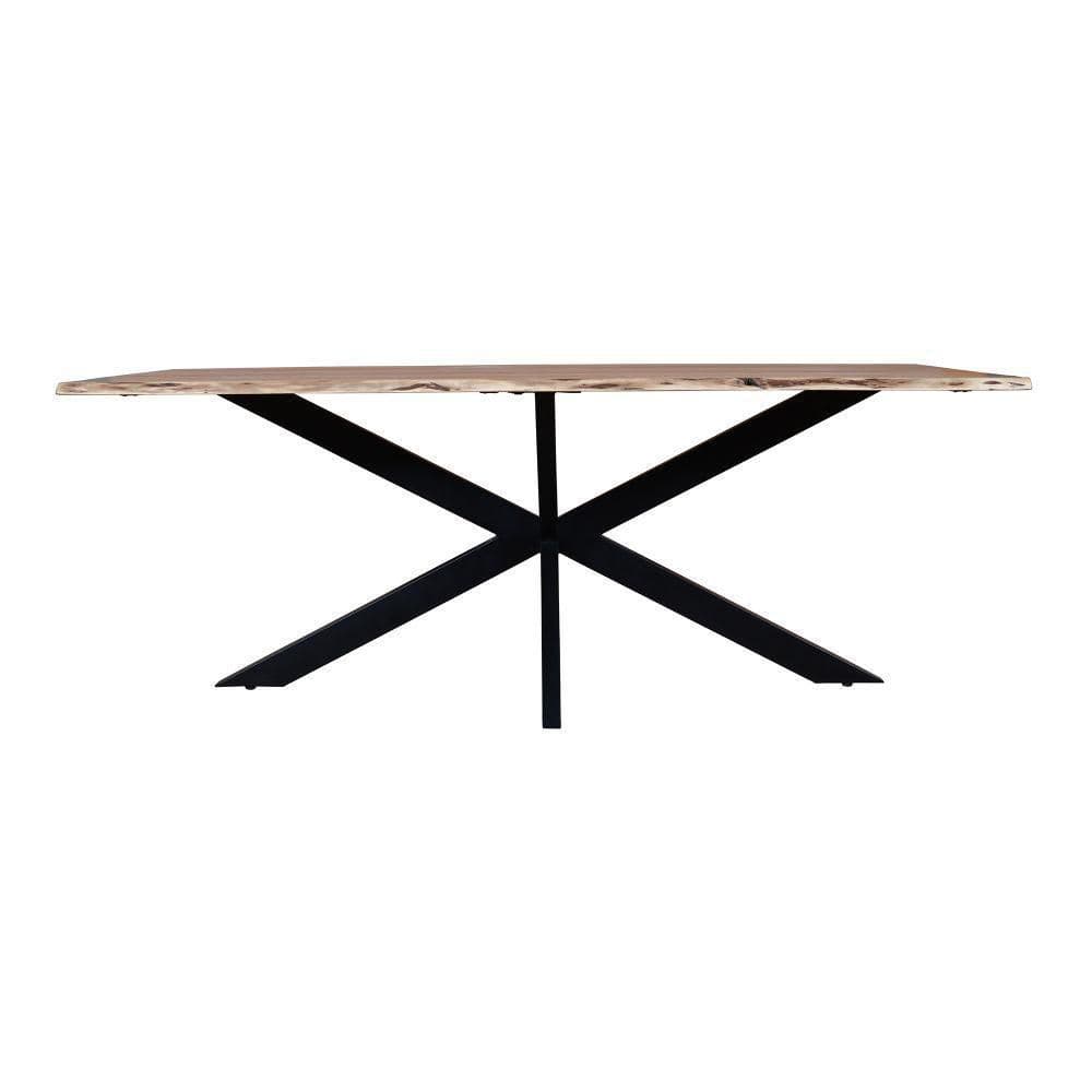 79" Rectangular Live Edge Mango Wood Dining Table with Black Crossed Legs