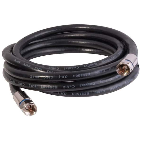 Vanco 50 ft. RG6 Quad Digital Coaxial Cable with Premium Gen II Compression Connector - Black