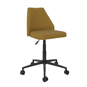 Brittany Mustard Linen Office Chair with Castors