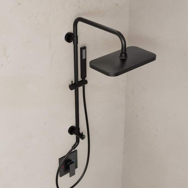 Dual-Function Shower System with Rainfall Shower Head, Handheld Sprayer in Matte Black (Valve Included)