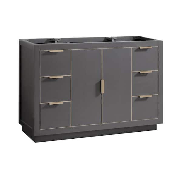 Austen 48 in. Bath Vanity Cabinet without Top in Twilight Gray with Gold Trim
