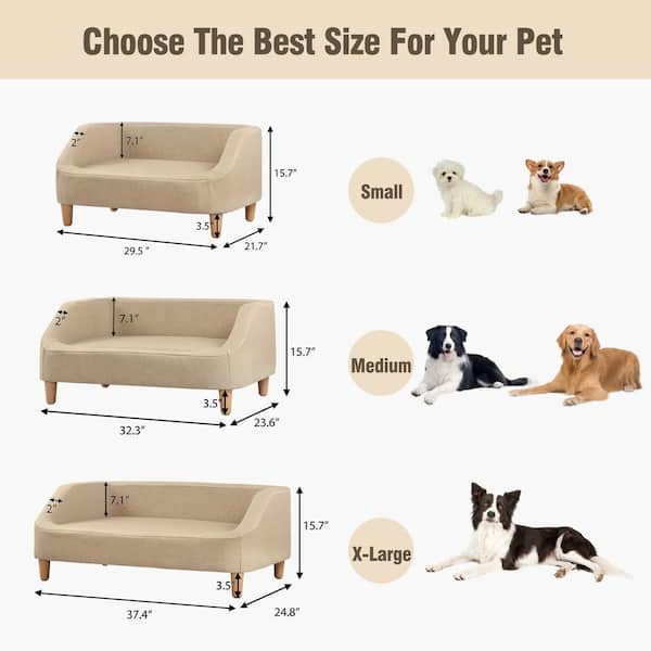 Luxury Pet Soft Warm Bed Wood Legs with Washable Cushion Pad