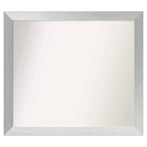 Amanti Art Brushed Sterling Silver 36 in. x 32 in. Custom Non-Beveled Wood Framed Bathroom Vanity Wall Mirror