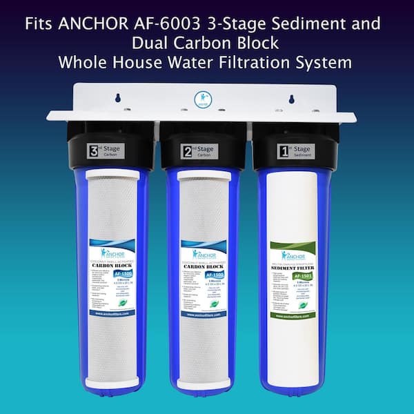 Whole House Water Filter Replacement Cartridge Set of Sediment and 2 Carbon Blocks, 4.5 x 20 in.
