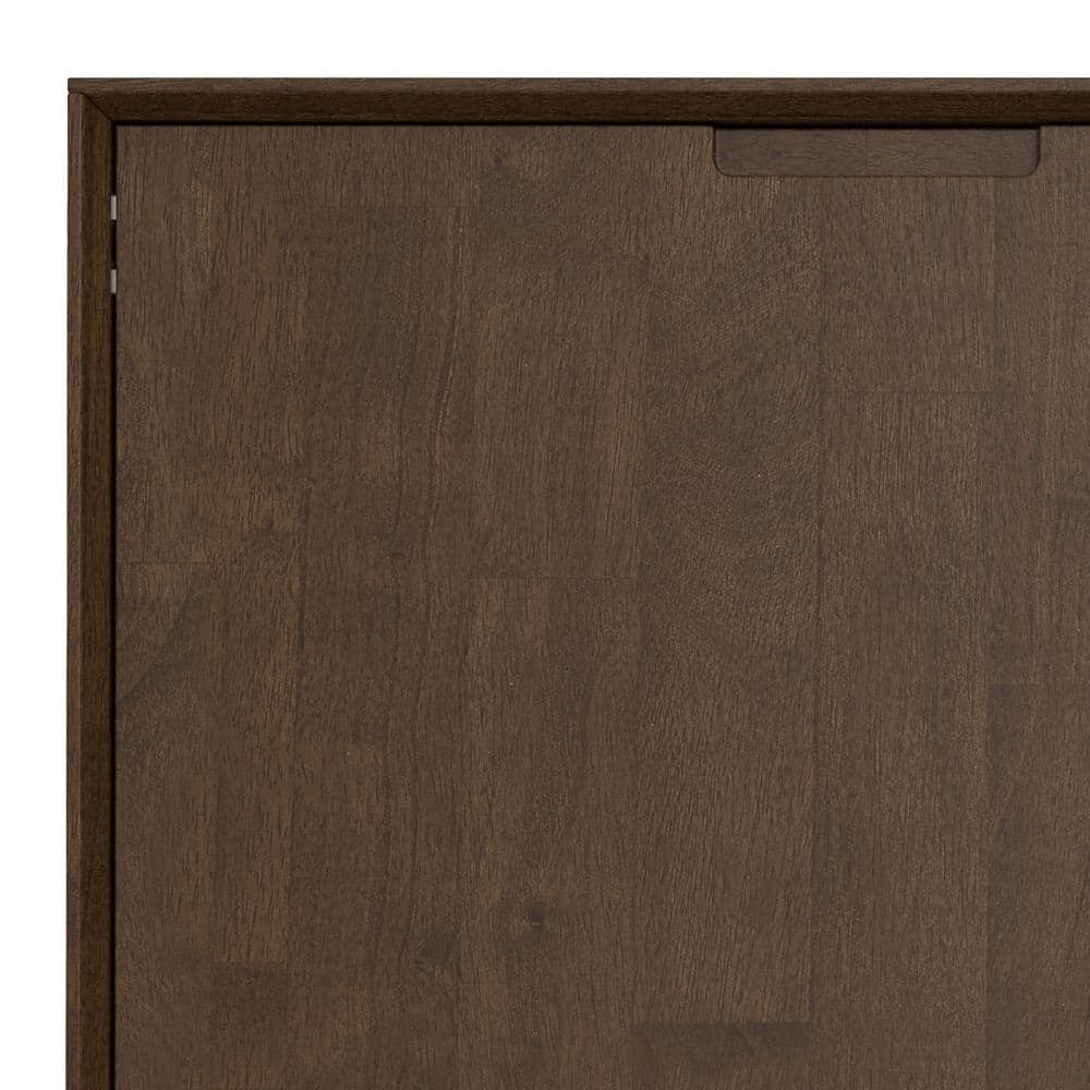 Walnut Brown Solid Wood and Metal 2-Door Sideboard Buffet