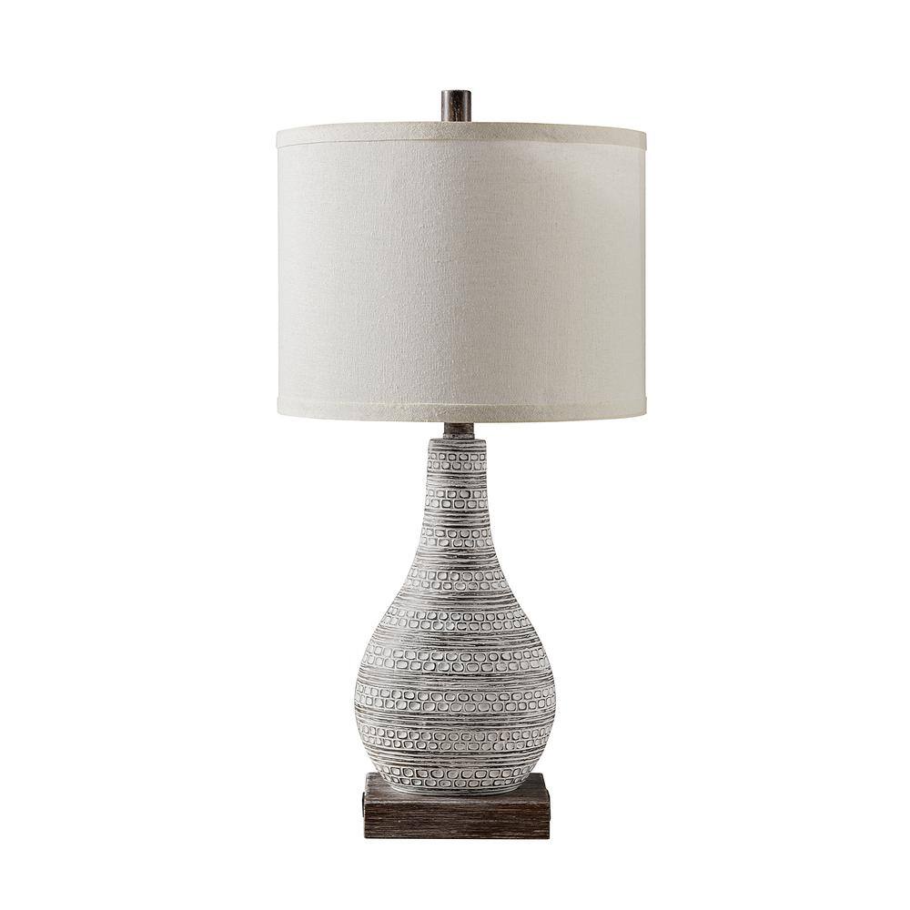 Sana 24'' Distressed Brown Farmhouse Table Lamp Set with USB Ports