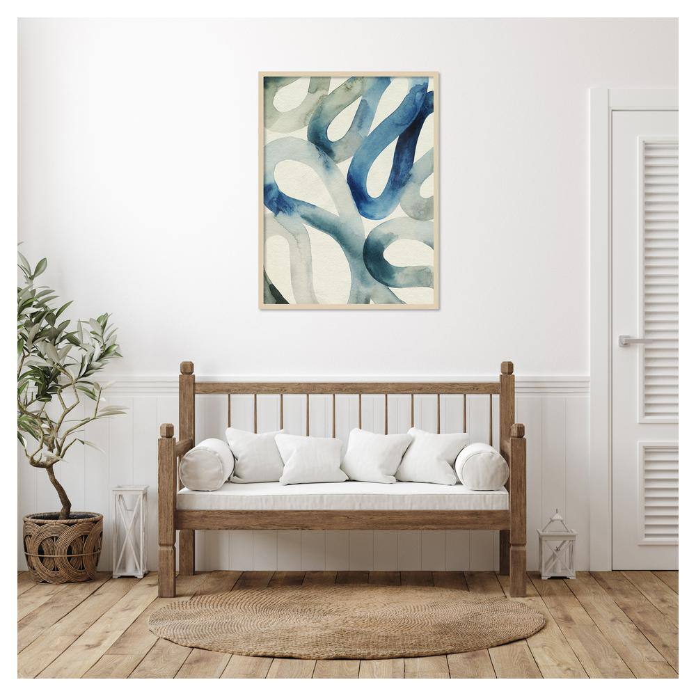 Water and Sand II Blue and Gray Abstract Framed Wall Art