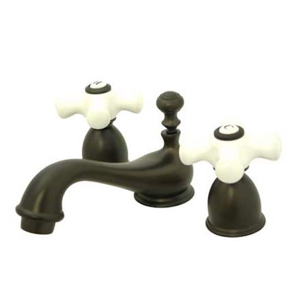 Kingston Brass 4 in. Minispread 2-Handle Low-Arc Bathroom Faucet in Oil Rubbed Bronze
