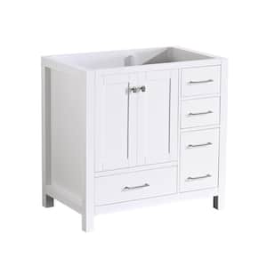 YN10 34.87 in. W x 21.45 in. D x 34.71 in. H Bath Vanity Cabinet without Top in L White Color