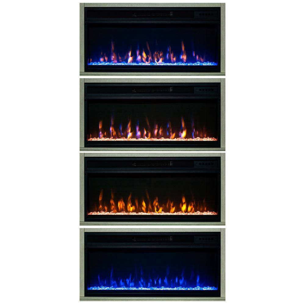 77-inch White Wooden TV Stand with Electric Fireplace