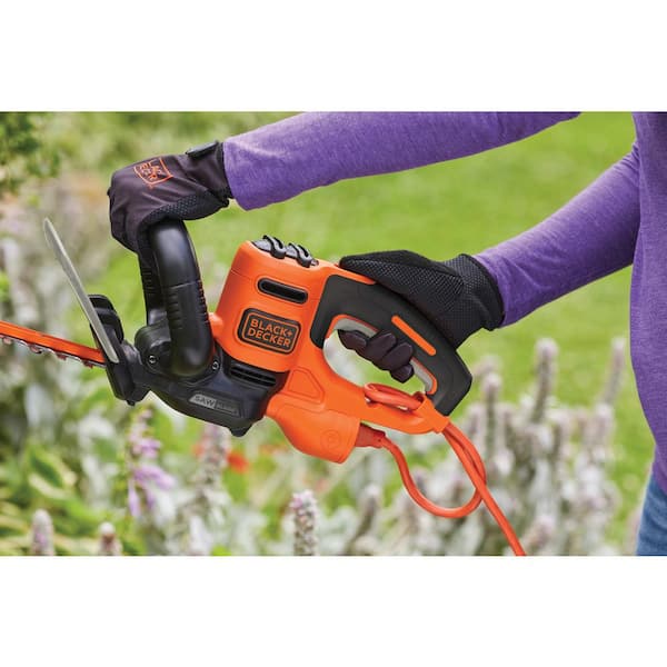 BLACK+DECKER 20 in. 3.8 AMP Corded Dual Action Electric Hedge Trimmer with  Saw Blade Tip BEHTS300 - The Home Depot