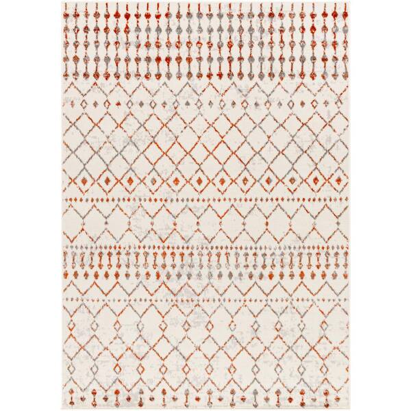 Livabliss Rubena Medium Gray/Burnt Orange 4 ft. x 7 ft. Indoor/Outdoor Area Rug