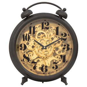 Black and Brass Gear Table Top Clock