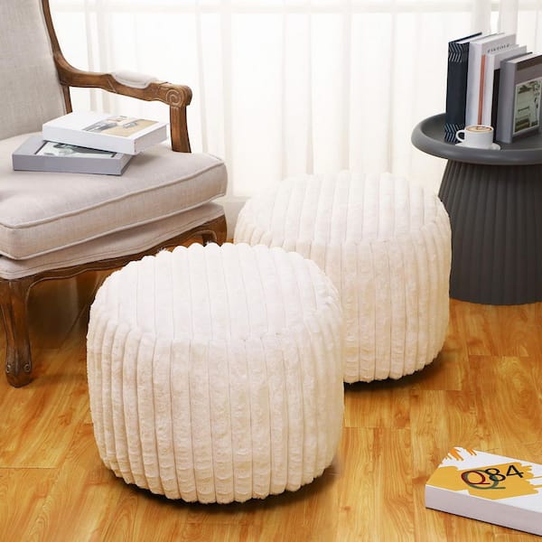 Handmade Natural Straw Floor Pouf Ottoman Footstool Flat Seat
