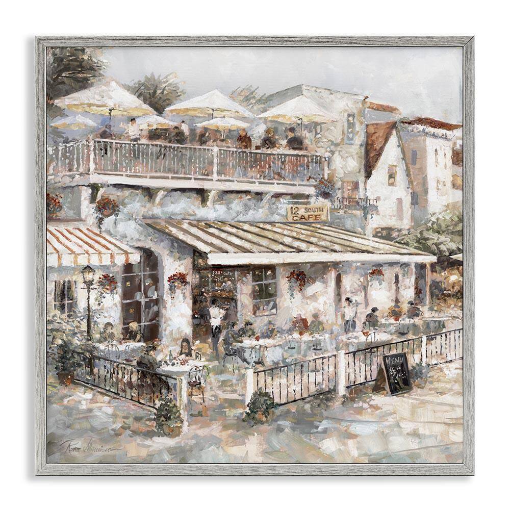 Town Cafe Patio by Ruane Manning Gray Framed Architecture Giclee Art Print 24 in. x 24 in. price history on PriceWatchPro