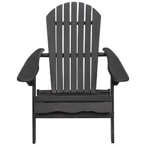 Acacia Wood Gray Folding Adirondack Chair Weather Resistant Oversized ...