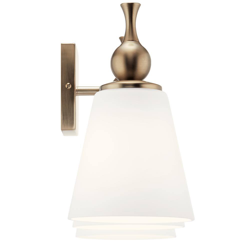 Champagne Bronze 3-Light Vanity with Etched Glass Shades