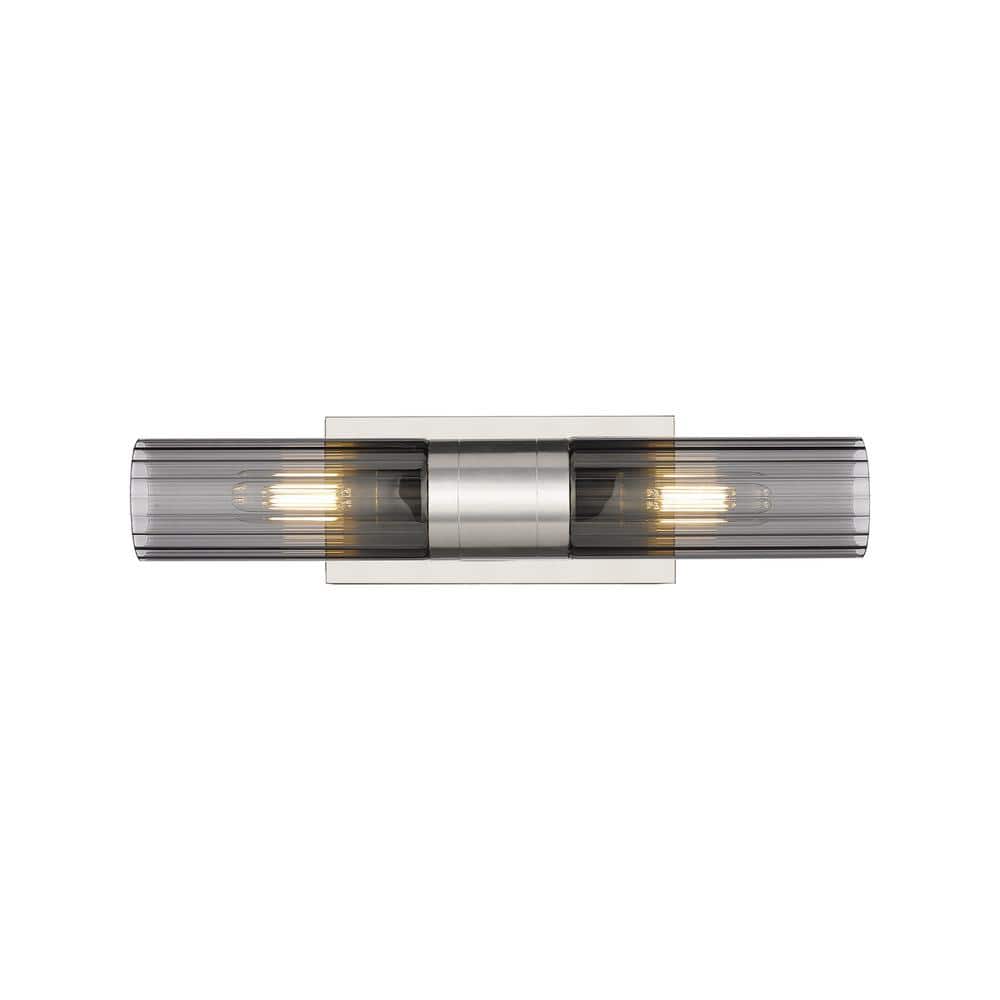 Empire 18.5 in. 2-Light Satin Nickel Vanity Light with Black Glass Shade price history on PriceWatchPro