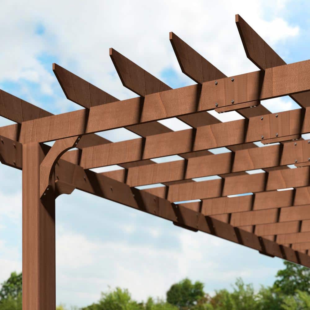 16 ft. x 12 ft. Brown Cedar Wood Outdoor Pergola