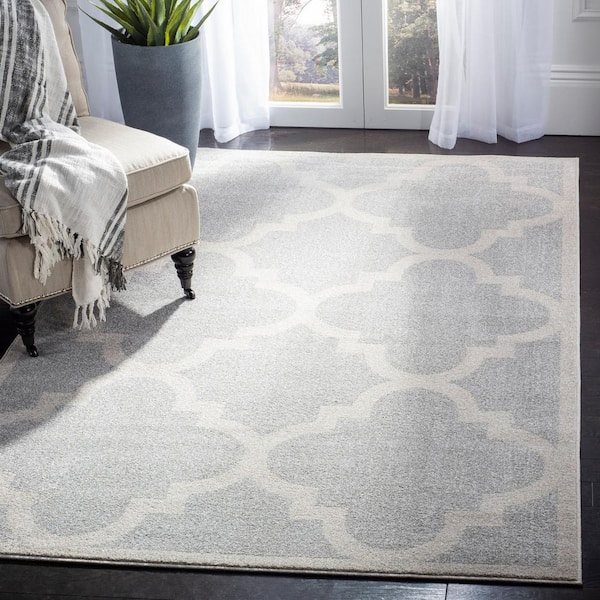 Amherst Light Gray/Beige 9 ft. x 12 ft. Border Trellis Area Rug