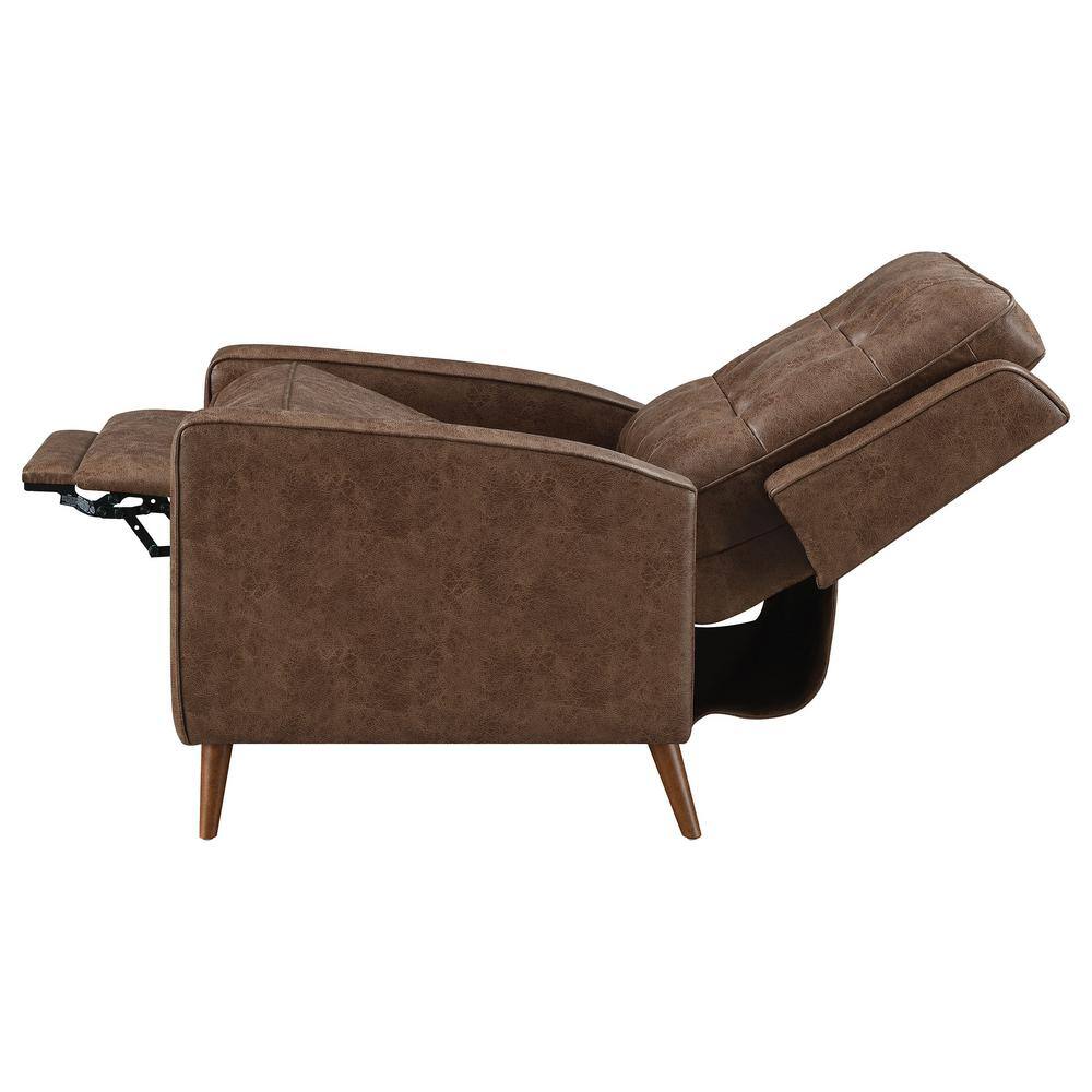 Davidson Brown Microfiber Transitional Recliner with Wood Legs