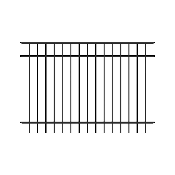 Athens 4 ft. H x 5.9 ft. W Gloss Black Aluminum Flat Top Design Fence Panel