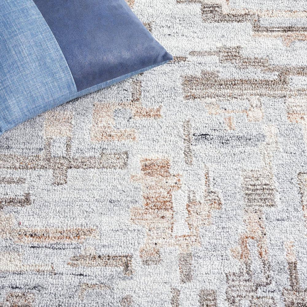 Gray Abstract Handmade Tufted Wool and Cotton 4' x 6' Rug