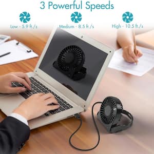 Mini Personal Fan, USB Powered 3 Strong Speeds 360° Collapsible, Portable Folding Fan for Desktop Workout