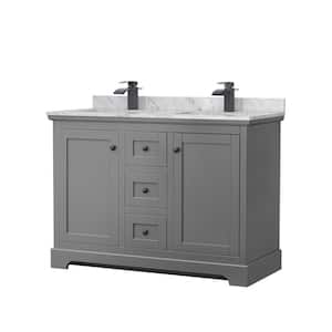 Avery 48 in. W x 22 in. D x 35 in. H Double Bath Vanity in Dark Gray with White Carrara Marble Top