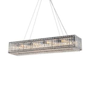 Orillia 39 in. 10-Light Rectangle Black Chandelier with Crystal