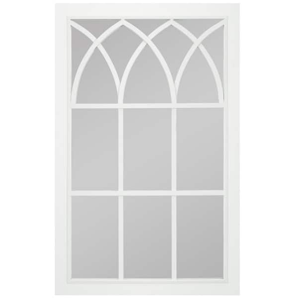 FirsTime & Co. 24 x 2 x 37.5 in. Rectangular Wood White Grandview Arched Farmhouse Window Mirror