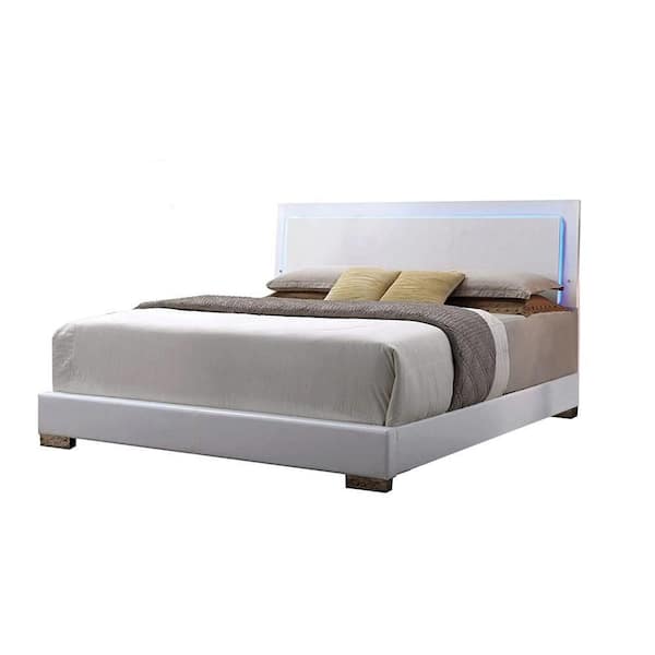 Lorimar (LED) White Wood Frame Queen Platform Bed
