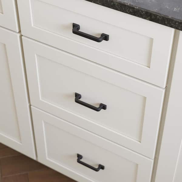 Art Deco Streamline 3 in. (76 mm) Modern Matte Black Cabinet Drawer Pull