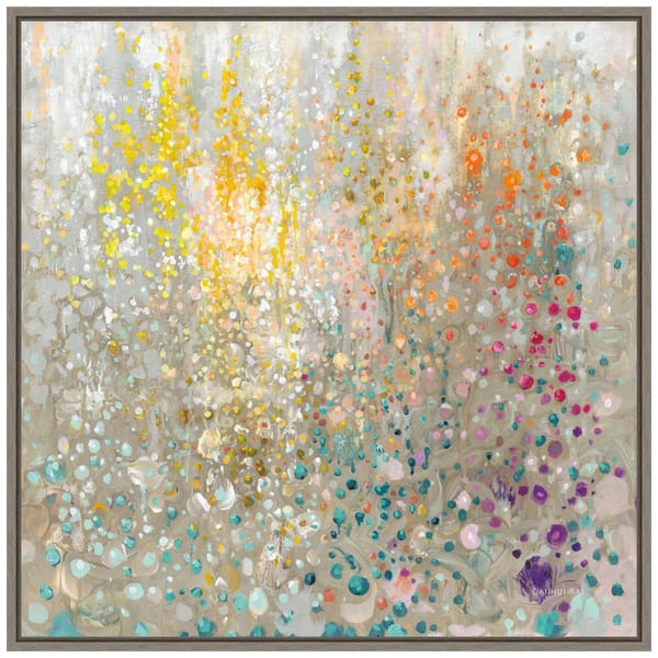 Amanti Art "Bubbling up Again" by Danhui Nai 1-Piece Floater Frame Canvas Transfer Abstract Art Print 22 in. x 22 in.